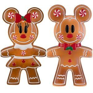 24 inch LED Lighted Gingerbread Mickey Mouse and Minnie Mouse Blow Mold set